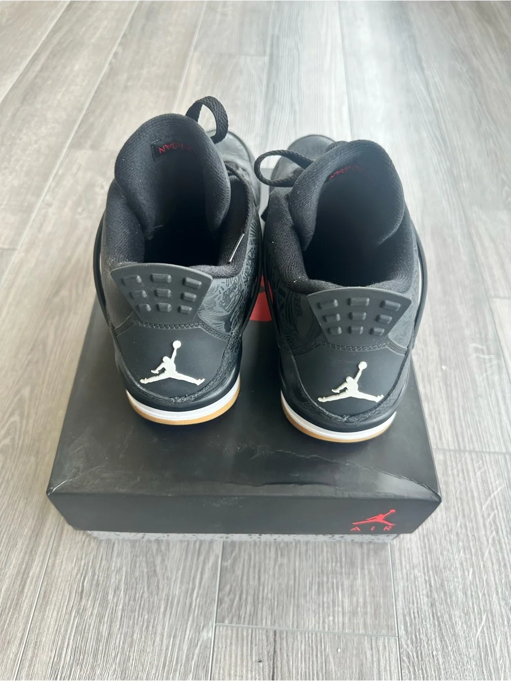 Nike Air Jordan 4 Retro Men's Sneakers - Black/White/Orange